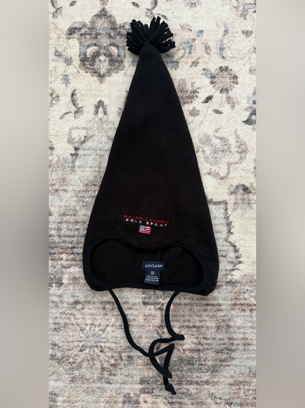 Rare 1997 RL Polo Sport Fleece Ski Beanie Elf Hat Tassel Pom Polarfleece Malden